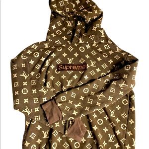 Brown Louis Vuitton/Supreme monogram sweatshirt